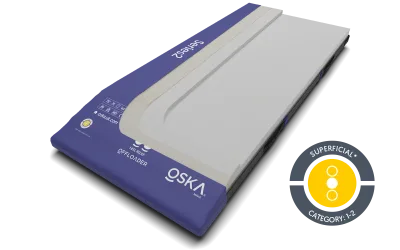 OSKA Series2 Mattress Pressure Care Mattress Blue with foam cutaway
